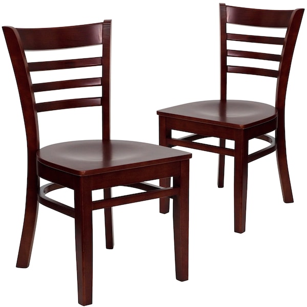 Flash Furniture HERCULES Series Ladder Back Mahogany Wood Restaurant Chair, PK2 2-XU-DGW0005LAD-MAH-GG - main